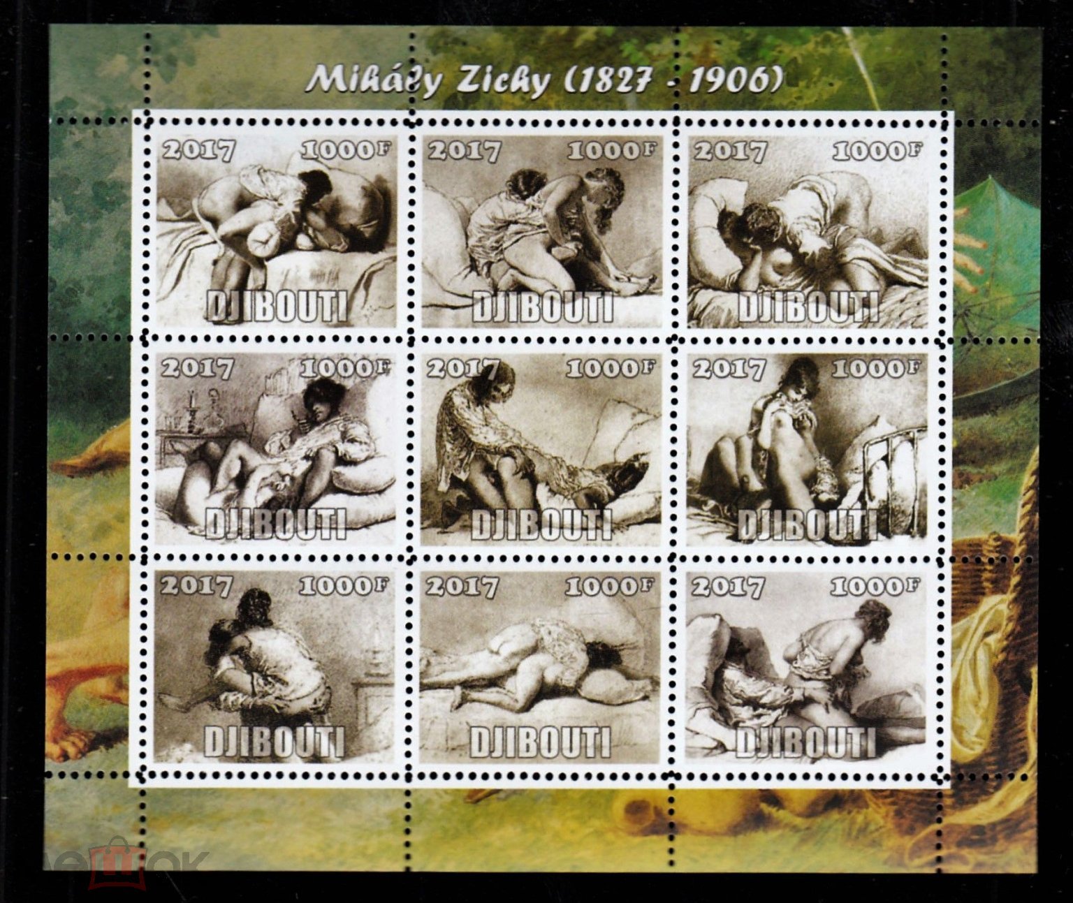 Джибути 2017 г . Живопись . Искусство . Эротика . зубц . MNH