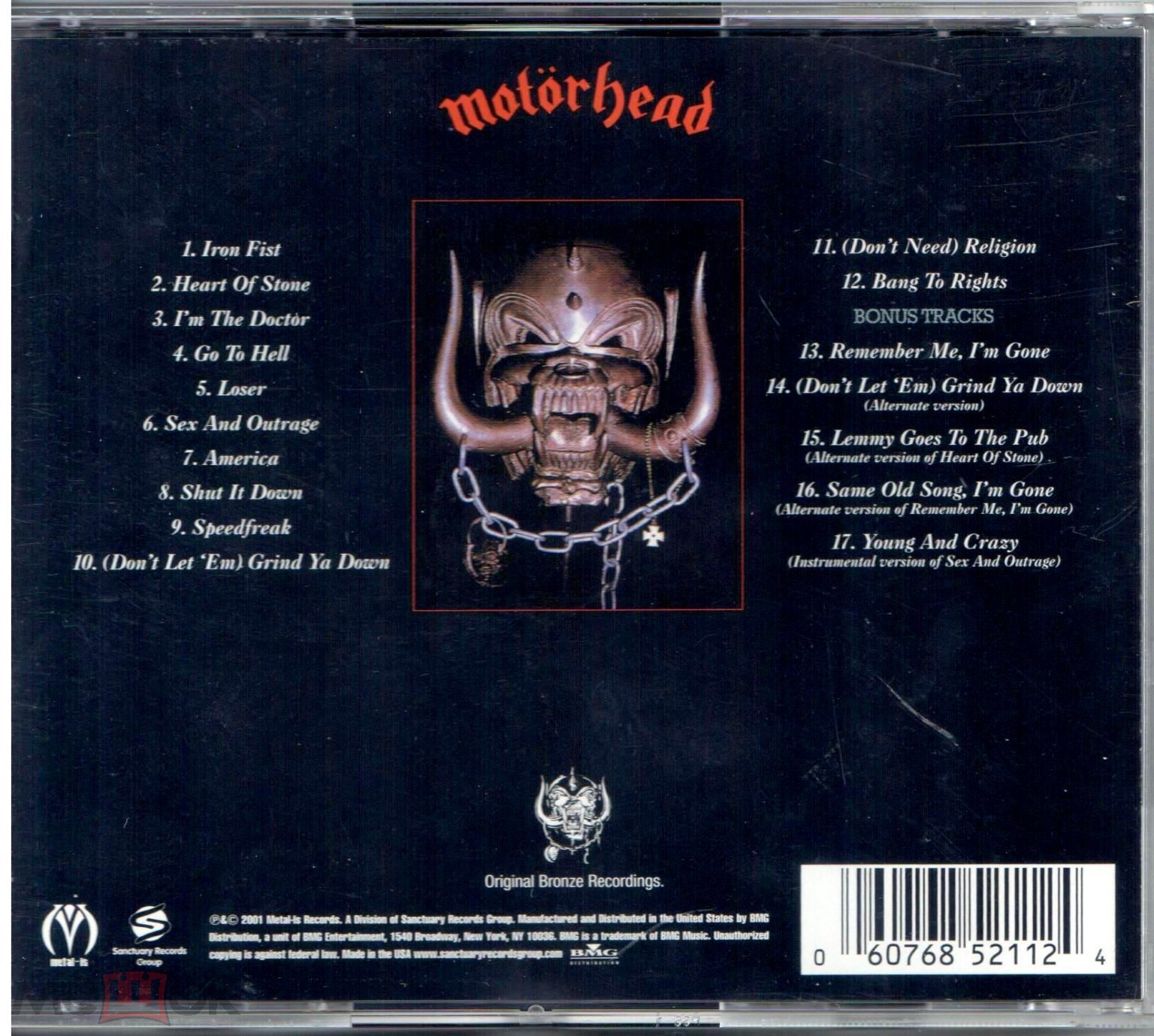 MOTORHEAD - IRON FIST - ОРИГИНАЛ MINT USA CD