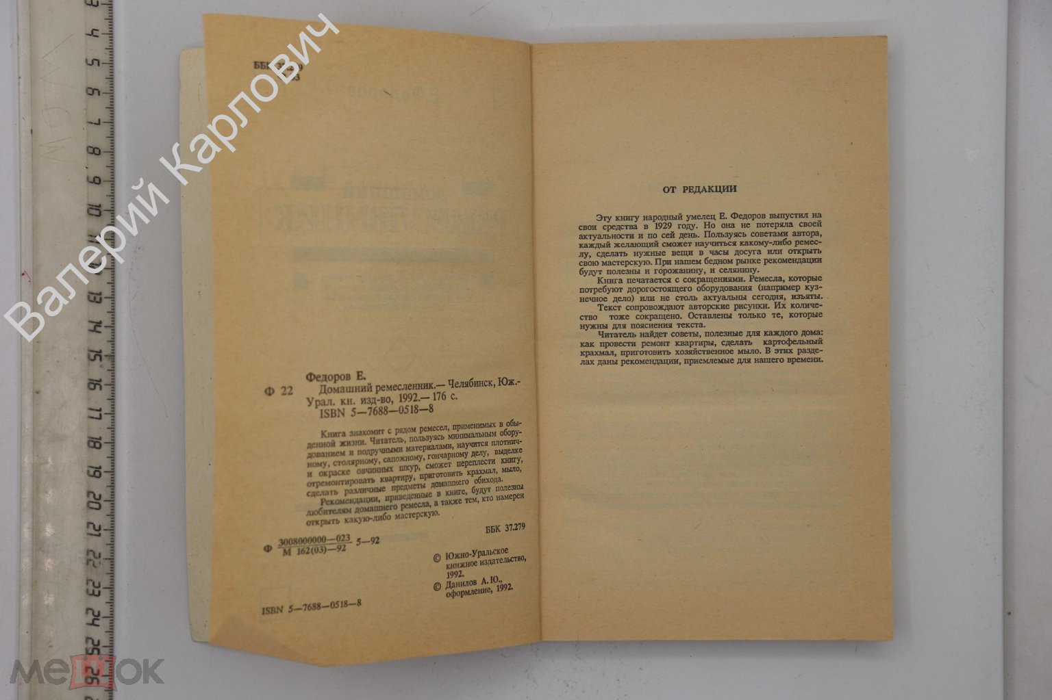 Федоров Е. Домашний ремесленник. Челяюинск Юж. - Урал. кн. изд. 1992 г.  (Б24645)