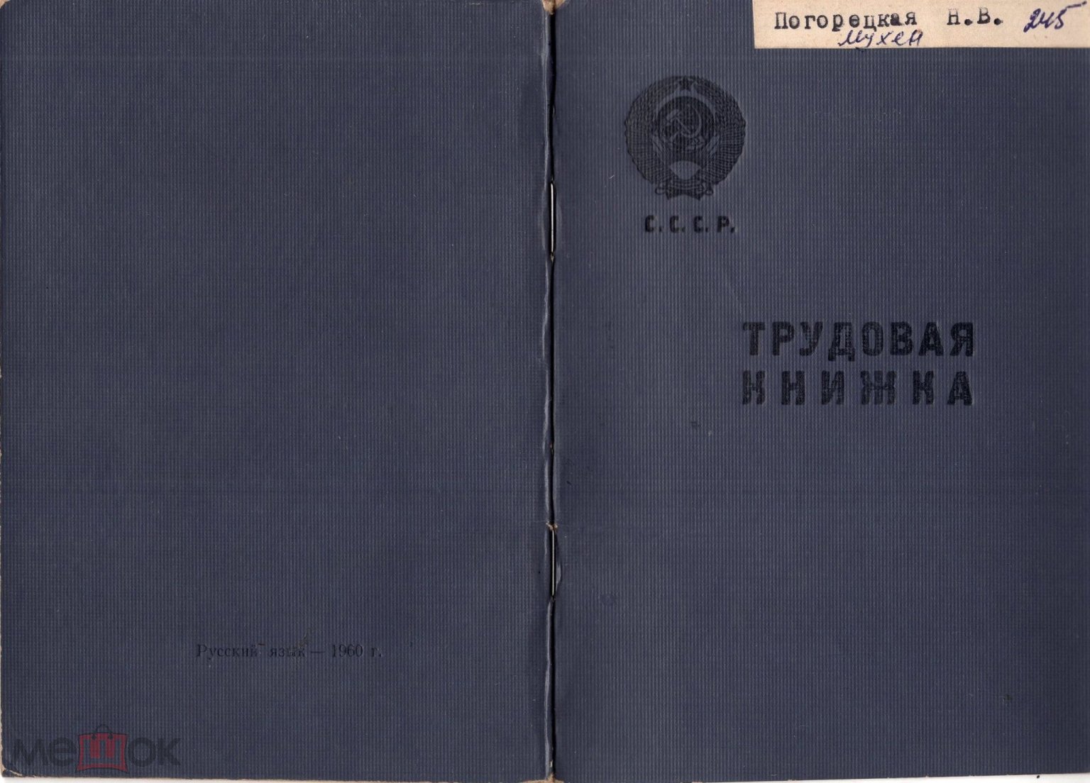 Трудовая книжка (маляр) (Жилгражданстрой, Дальдрев)(обр. 1960) СССР