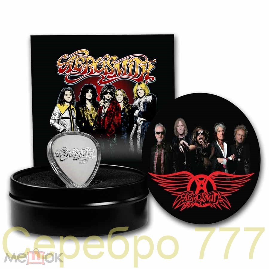 Ниуэ 1$ 2023 год. 2й релиз Рок-группы. 50 лет создания группы Aerosmith  PROOF Серебро Тираж 500 шт.!