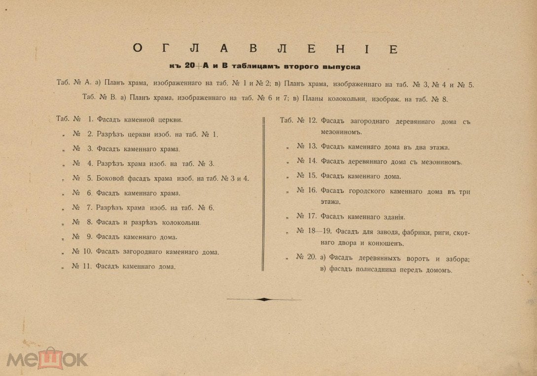 Старые архитектурные проекты планов фасадов и профилей церквей, домов Ч.2.  1913 книга в формате PDF