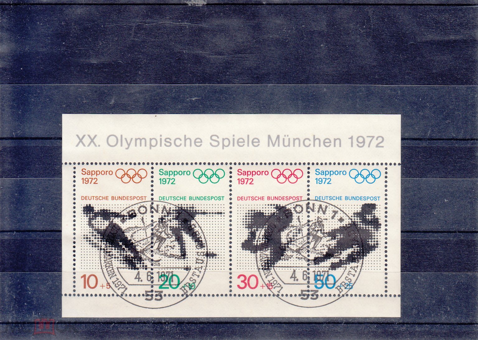 ФРГ 1971 год. Зимние и летние Олимпийские игры 1972 года - Саппоро и  Мюнхен. Mi:DE BL6. СПЕЦГАШЕНИЕ.