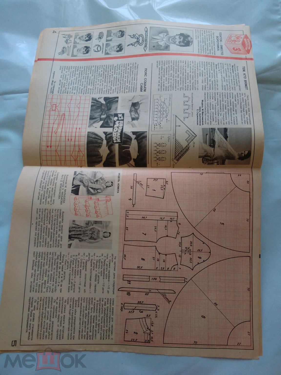 Приложение к журналу Работница №5 1984 Г Выкройка Сарафан Жакет Вязание  Шаль Рецепты